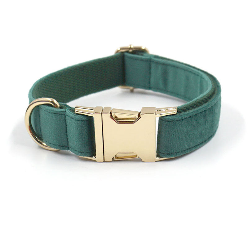Green Velvet Dog Collar and Harness set